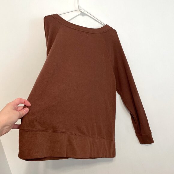MAURICES Solid Crew Neck Pullover Brown Rust ish? Textured Round Neck Sweatshirt - Picture 15 of 15